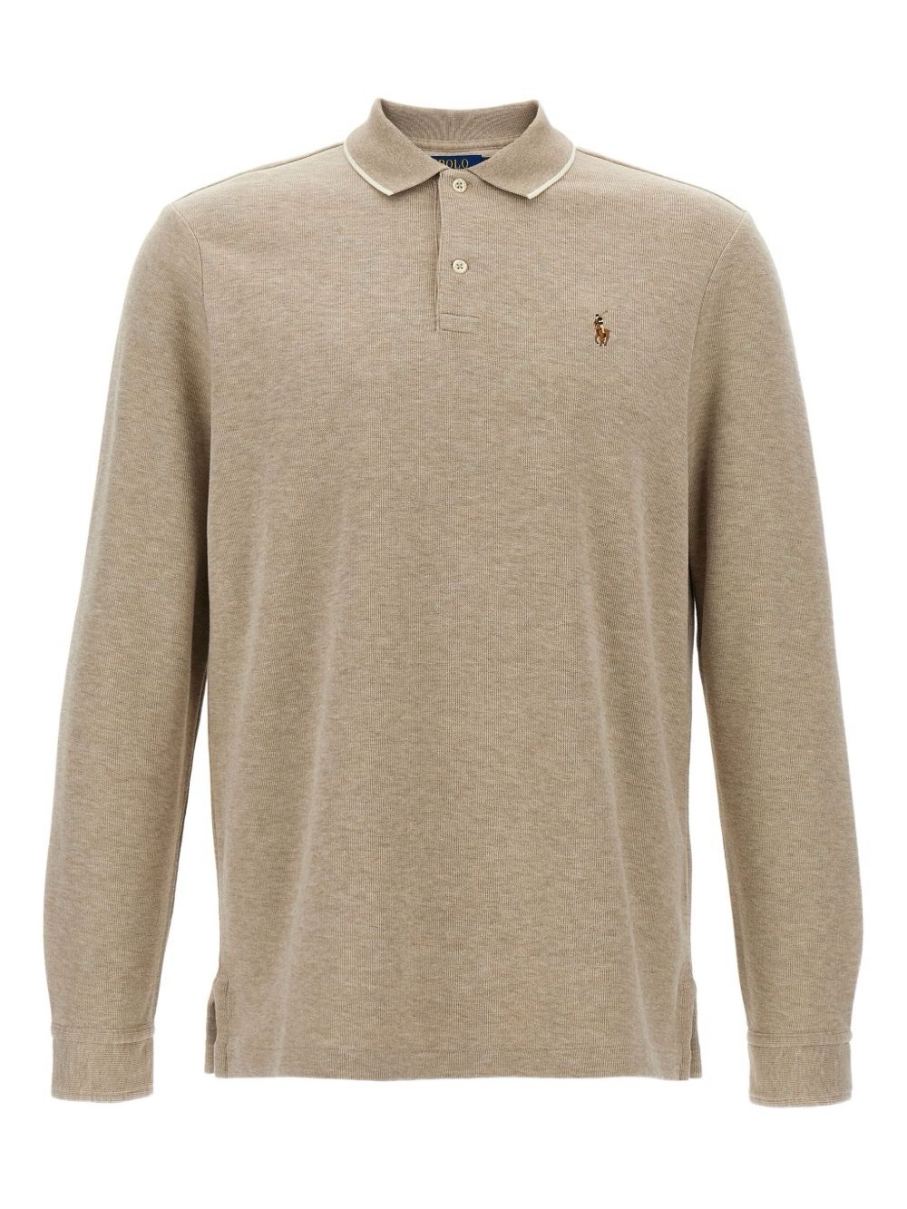 Polo Ralph Lauren Long Sleeve Polo Shirt Cotton Beige Logo M